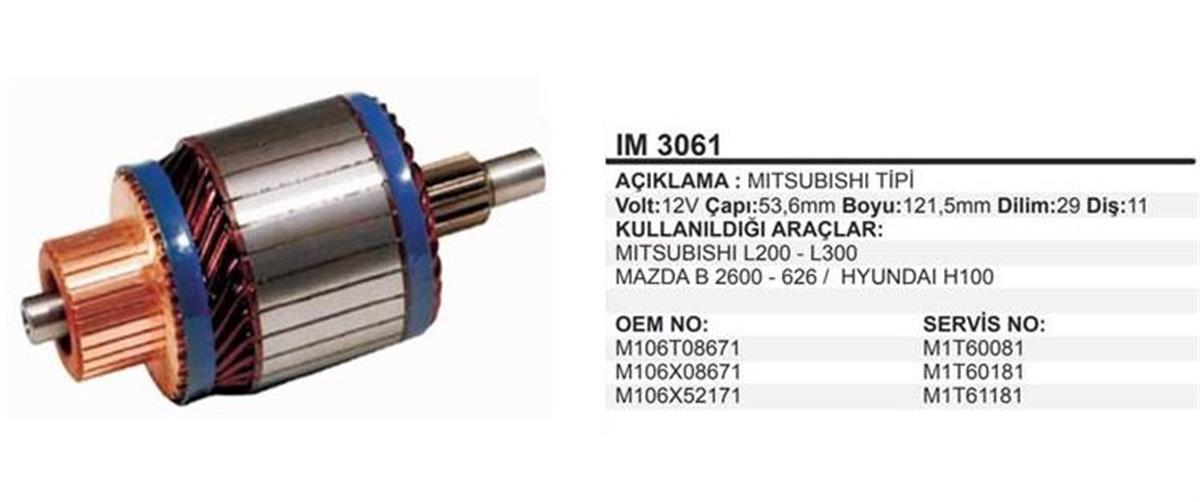 Marş Kollektörü 12V Mazda Nissan *54*122*11 Im3061 | Martek Im3061