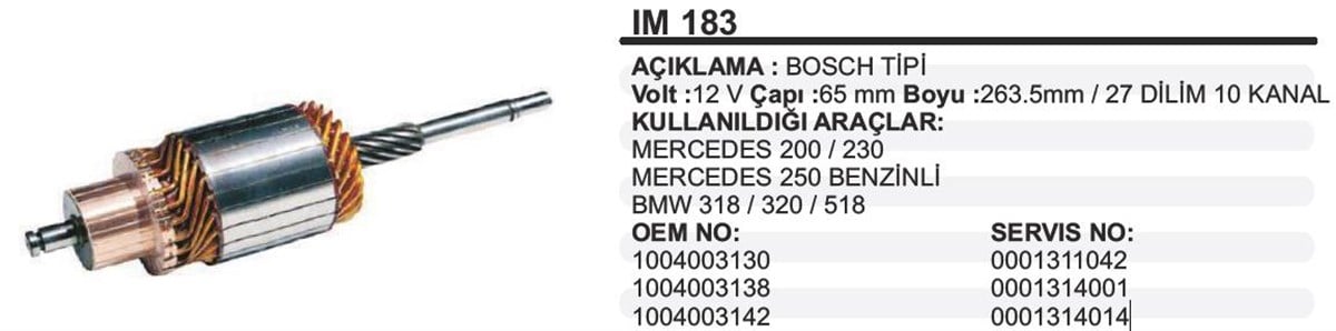 MARŞ KOLLEKTÖRÜ 12V MERCEDES BİNEK-65X263 IM183 
