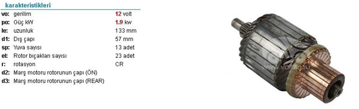 Marş Kollektörü 12V Mits Colt Opel 57 133*13