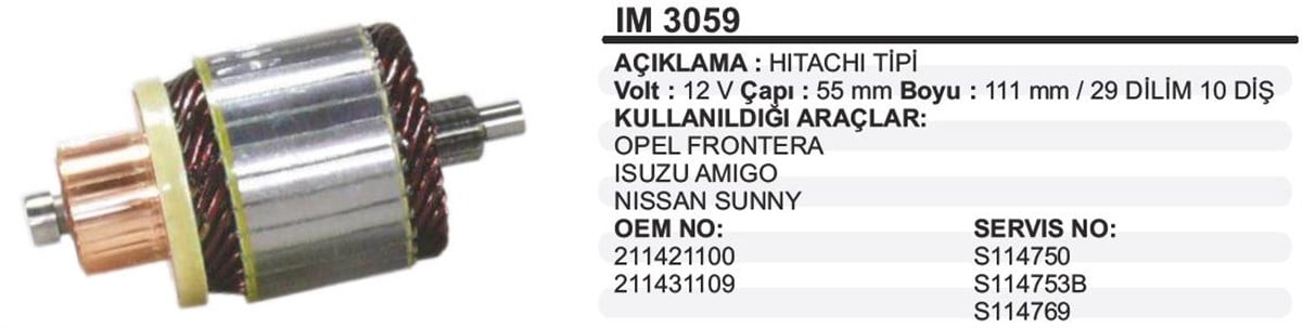 Marş Kollektörü 12V Nissan Alme Opel 55X111x10