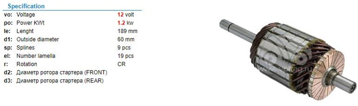 Marş Kollektörü 12V R9 R11 Valeotip 60X188 5X9