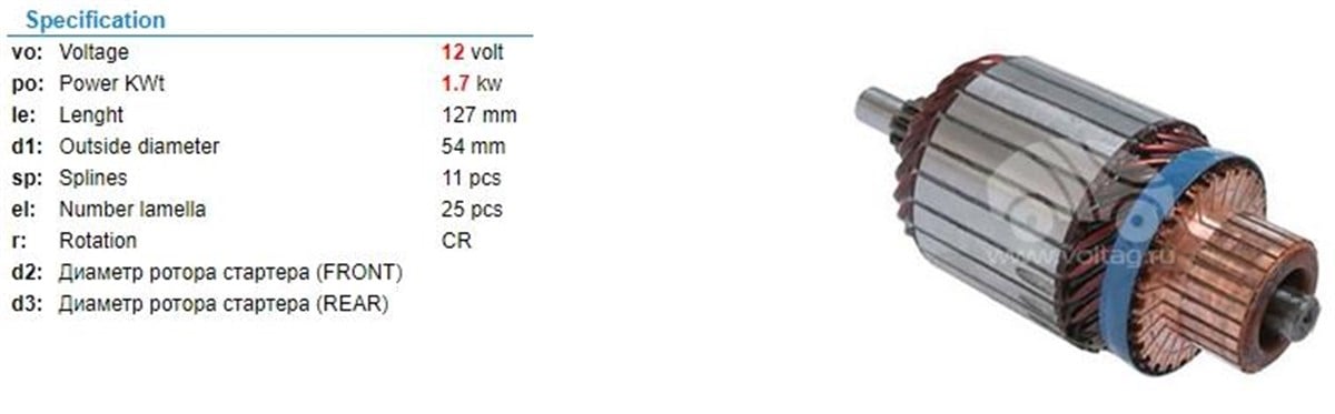 Marş Kollektörü 12V Reno Dizel Ym 53 8X127x11