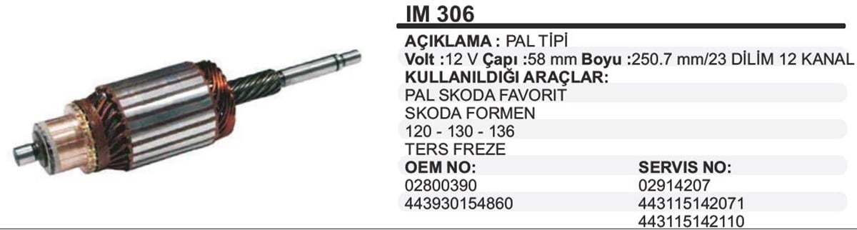 Marş Kollektörü 12V Skoda Favorit 120 130 136