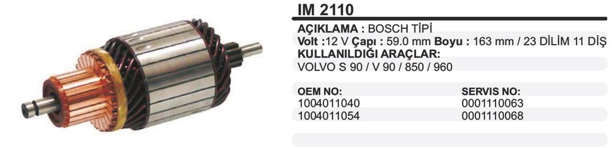 Marş Kollektörü 12V Volvo S90 59X163x11 Im2110