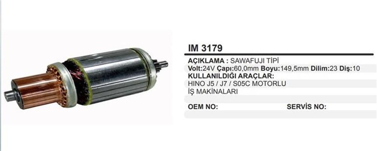Marş Kollektörü 24V 10Diş Hino J5 J7 S05 C Motorlu İş Makinası