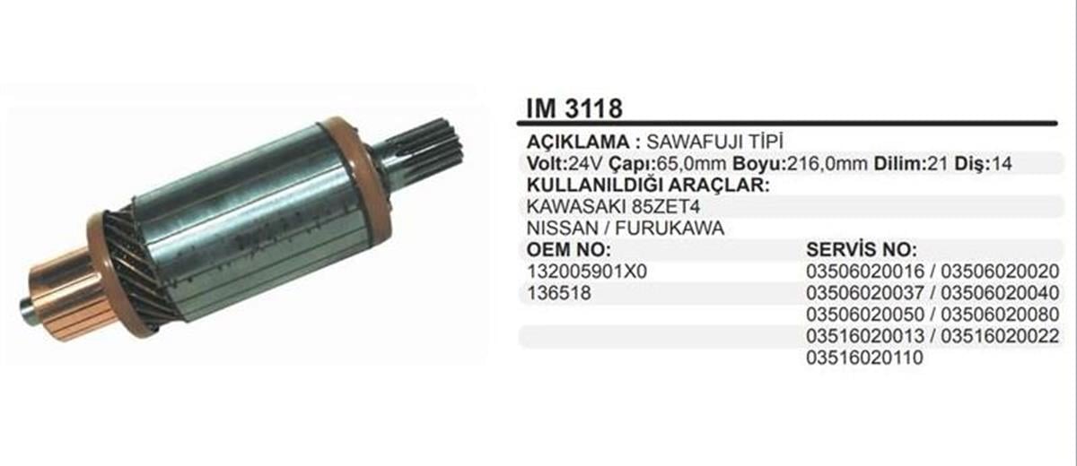 Marş Kollektörü 24V 14Diş Kawasaki 85Zet4 Nissan Furukowa