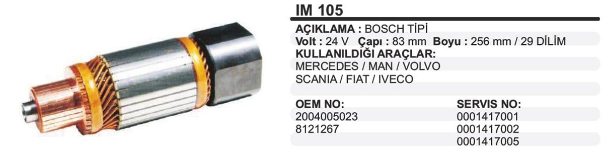 Marş Kollektörü 24V Alfkb/Orta/83X256 Im105