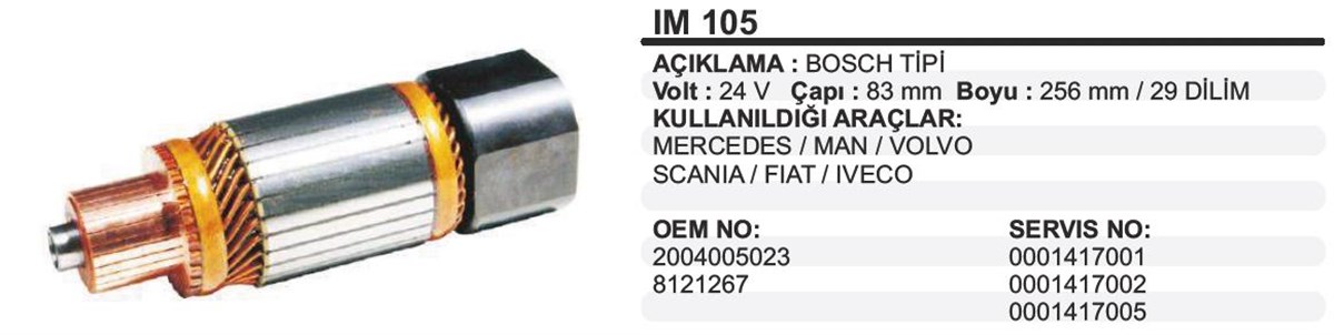 Marş Kollektörü 24V Alfkb/Orta/83X256 Im105