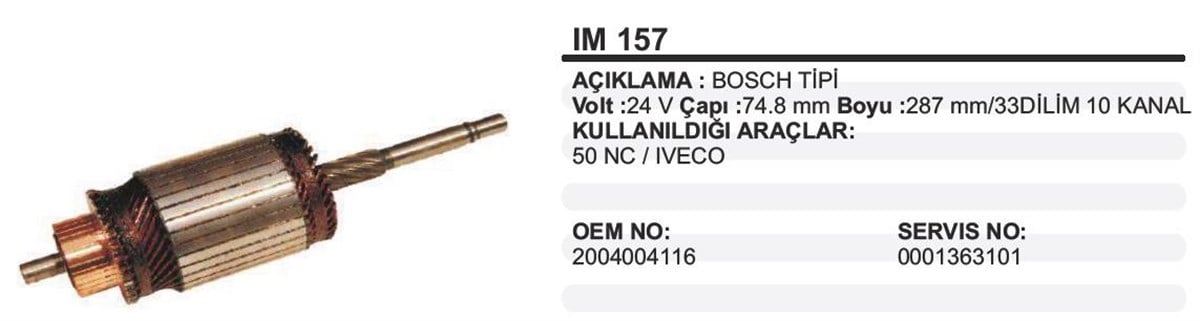 Marş Kollektörü 24V Bosch Tip 50Nc Iveco (116) 2004004116