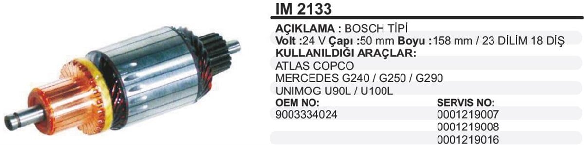 Marş Kollektörü 24V Cargo Chrysle 50X158x18 Im2133