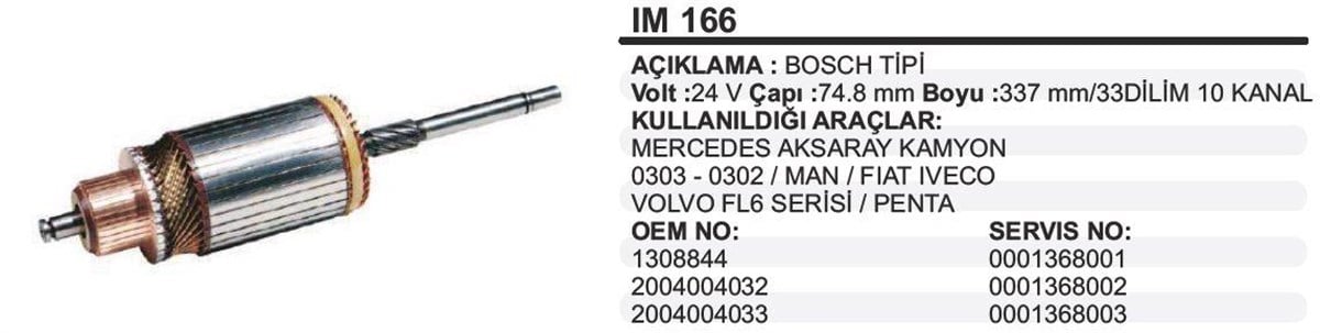 Marş Kollektörü 24V Daf Scanıa Merc 74 8X337 Im166