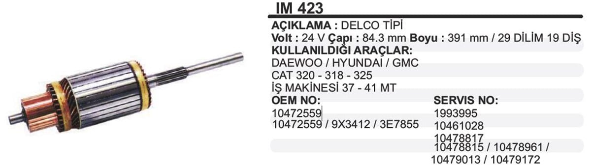 Marş Kollektörü 24V Delco 37 41Mt/