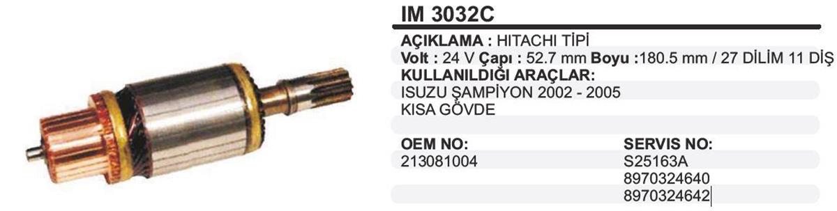 Marş Kollektörü 24V Isuzu Campion 53 180 11 | Martek Im3032c