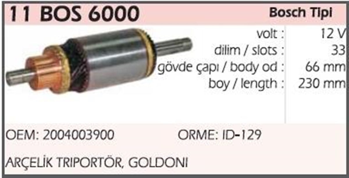 Marş Kollektörü Arçelik Tırportör 60X230