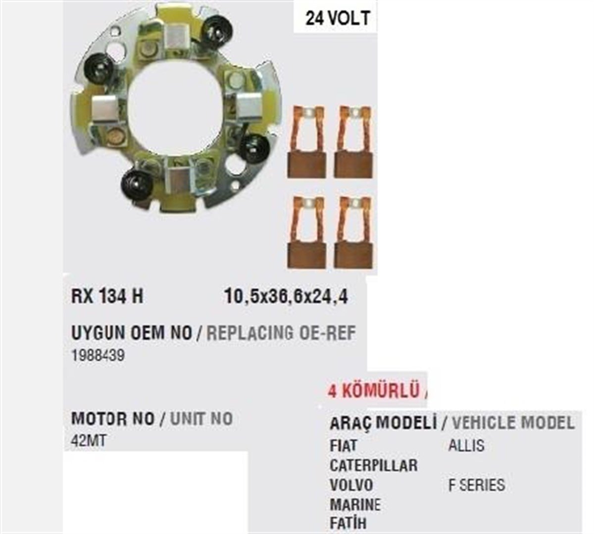 Marş Kömür Yuvası 24V 42Mt Mack Caterpillar Dev Fatih Motorlar