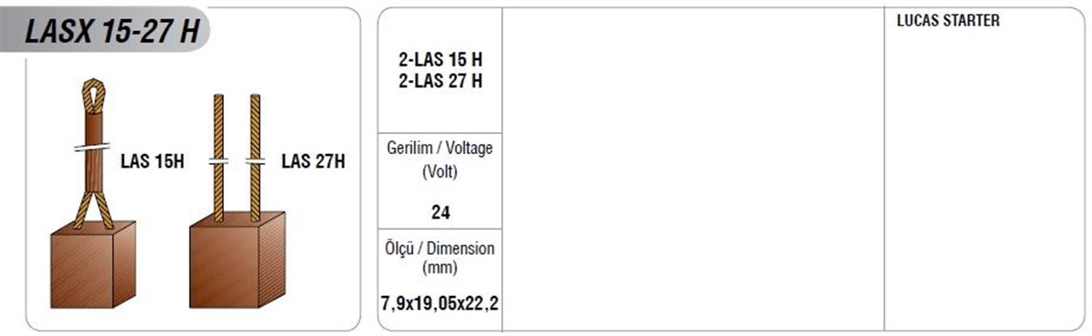 Marş Kömürü Mega Lasx 15/27 12V