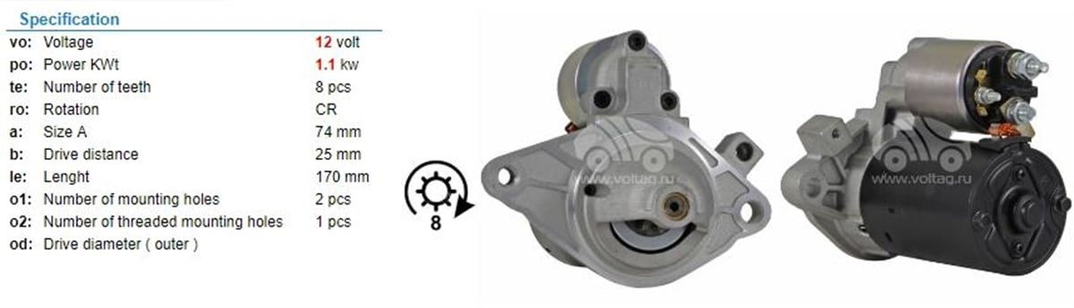Marş Motoru 12V 8Diş Pejo Cıtroen Toyota 1,6 43819