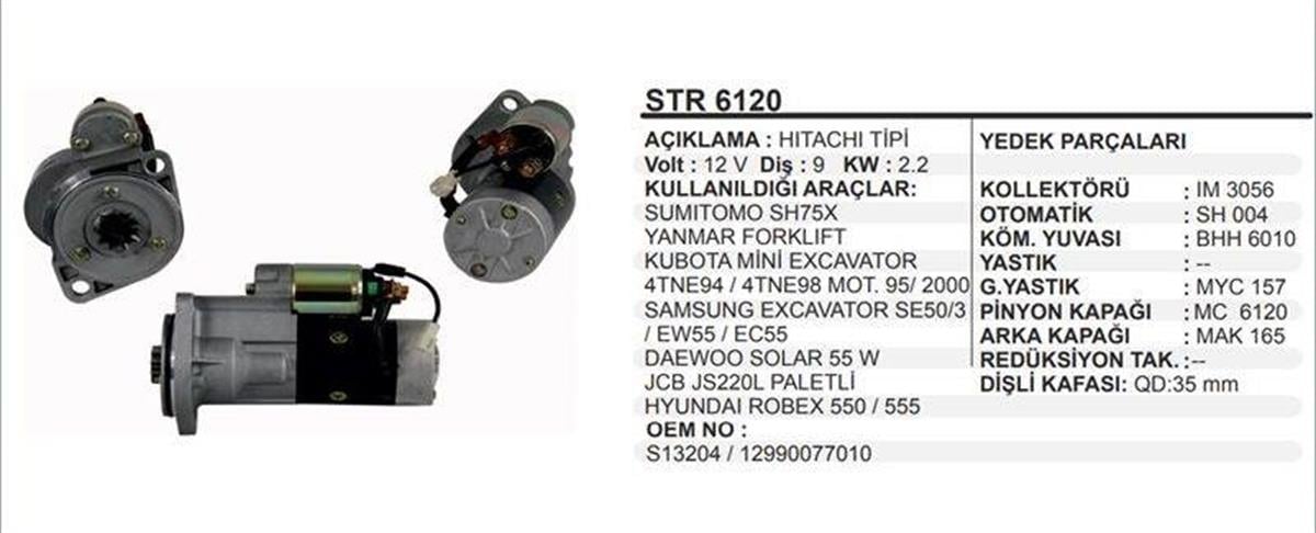 Marş Motoru 12V 9Diş Komatsu Forklift Samsung Se5d 3 Yanmar Str6140 Jeneratör