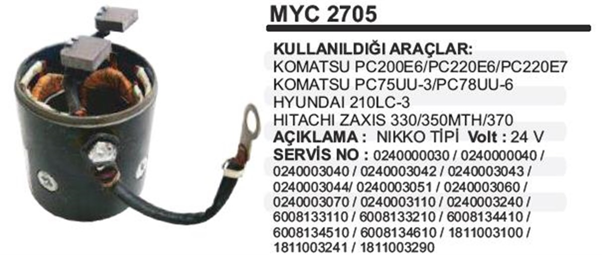 Marş Yastığı 24V Komatsu Kavasaki 87*89*98 Nyc2705 Myc2705