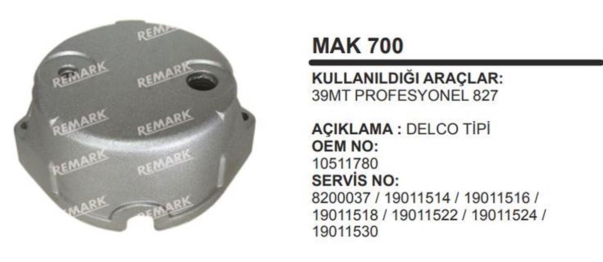 MARTEK Marş Arka Kapak 39Mt Profosyonel 827 Mc700 Mak700
