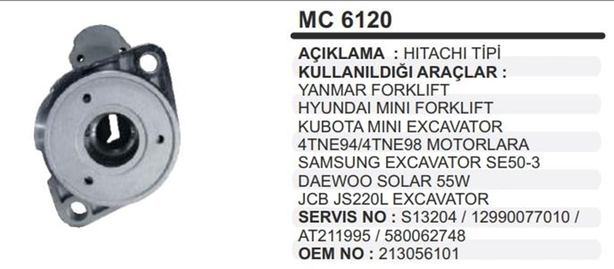Pinyon Kapağı Forklift Jenaratör Yanmar Mc6120