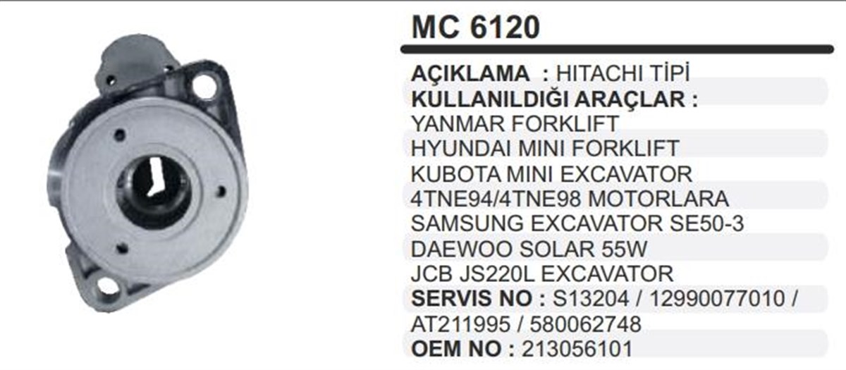 Pinyon Kapağı Forklift Jenaratör Yanmar Mc6120
