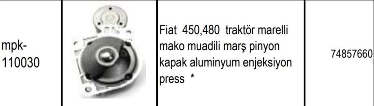 Pinyon Kapağı Marelli Tip Fiat 450 480 640