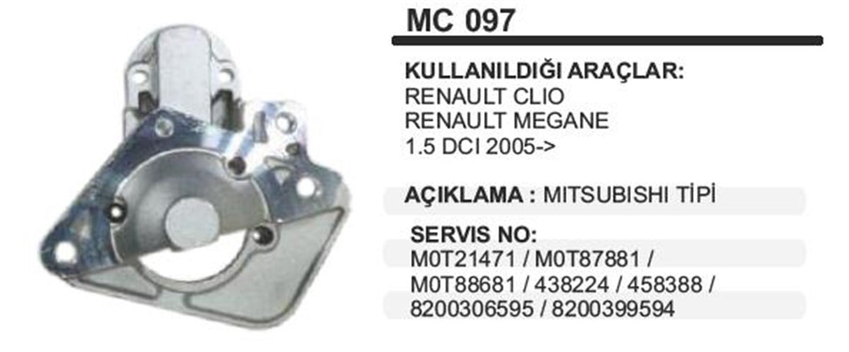 Pinyon Kapağı Mıtsubıshı Tip Clio Megan 1,5 Japontip Mc097