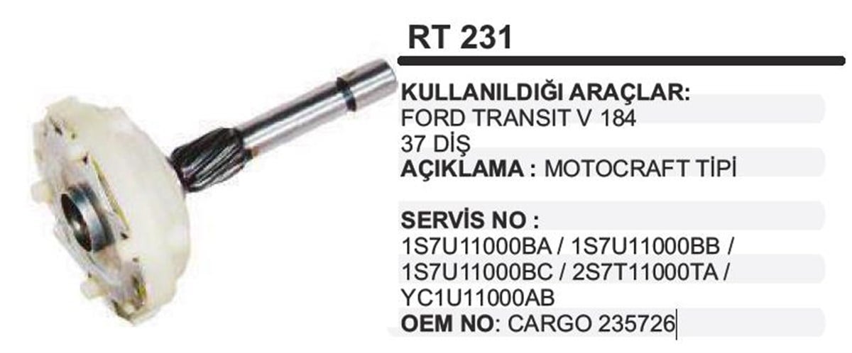 Rediktör Takımı Ford Transit V 184/Ters/ Rt231