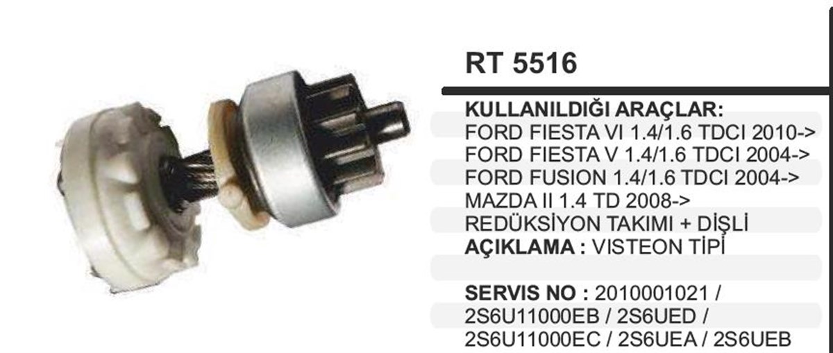 Rediktör Takımı+Marş Dişlisi 12Diş Vısteon Fiesta Fusıon 1,4 1,6 Tdcı Dişli İle Beraber