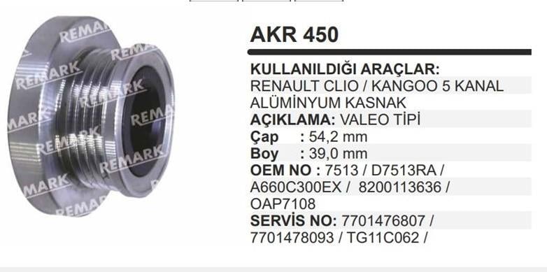 REMARKAKR450-Alternatör Kasnağı