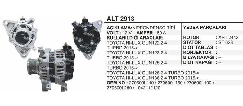 REMARKALT2913-Alternatör Dinamo