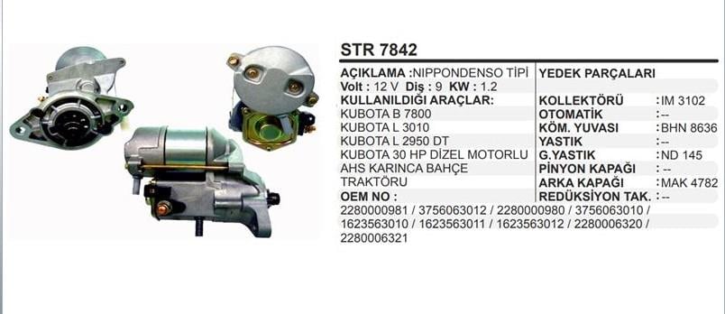 REMARKSTR7842-Marş Motoru - Marş Dinamosu