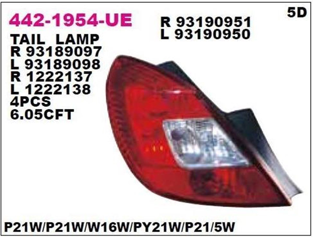STOP LAMBASI OPEL CORSA D 07 5KAPI SAĞ