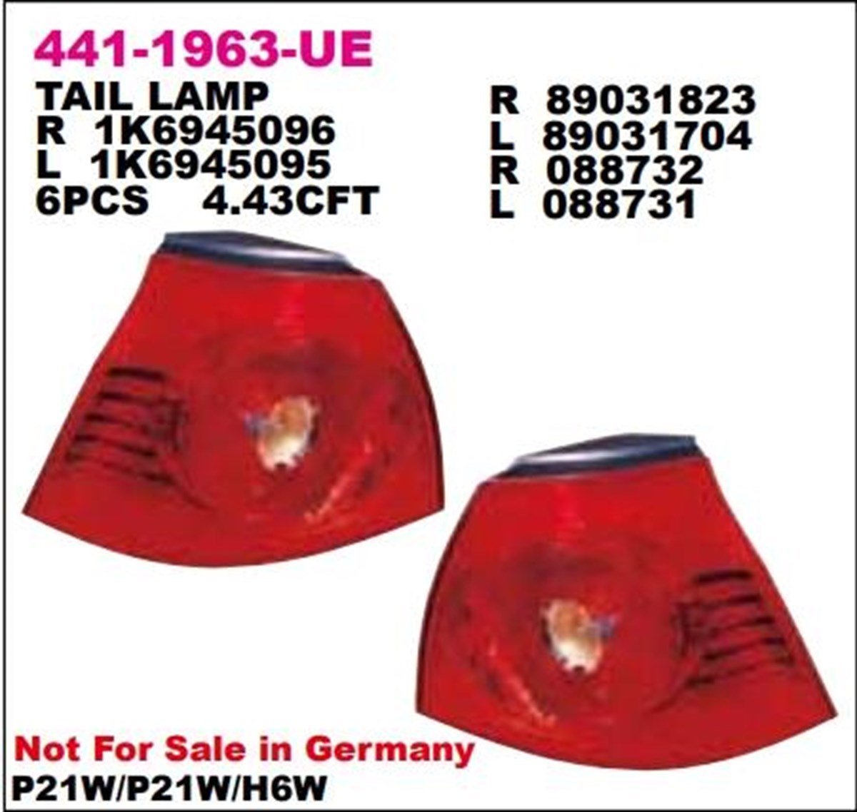 STOP LAMBASI VW GOLF 2003- SOL..........4411963LUE