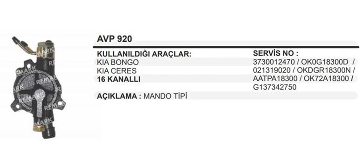 Vakum Pompası Kia Bango Ceres
