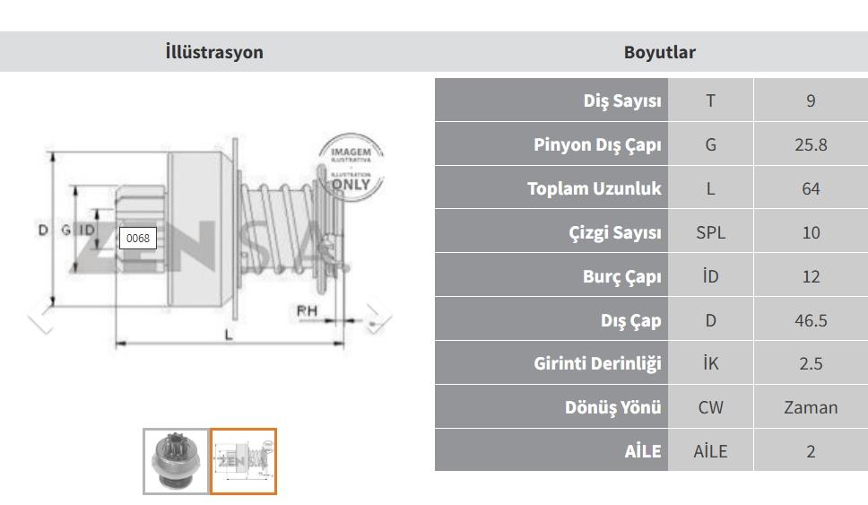 ZEN0068-Marş Dişlisi