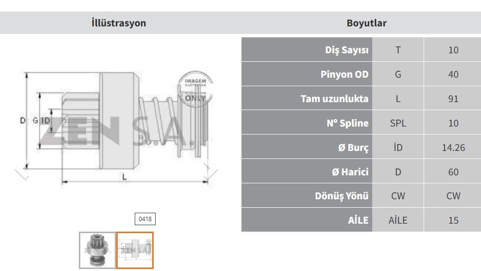 ZEN0418-Marş Dişlisi