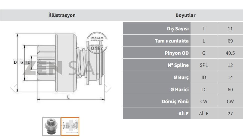 ZEN0580-Marş Dişlisi