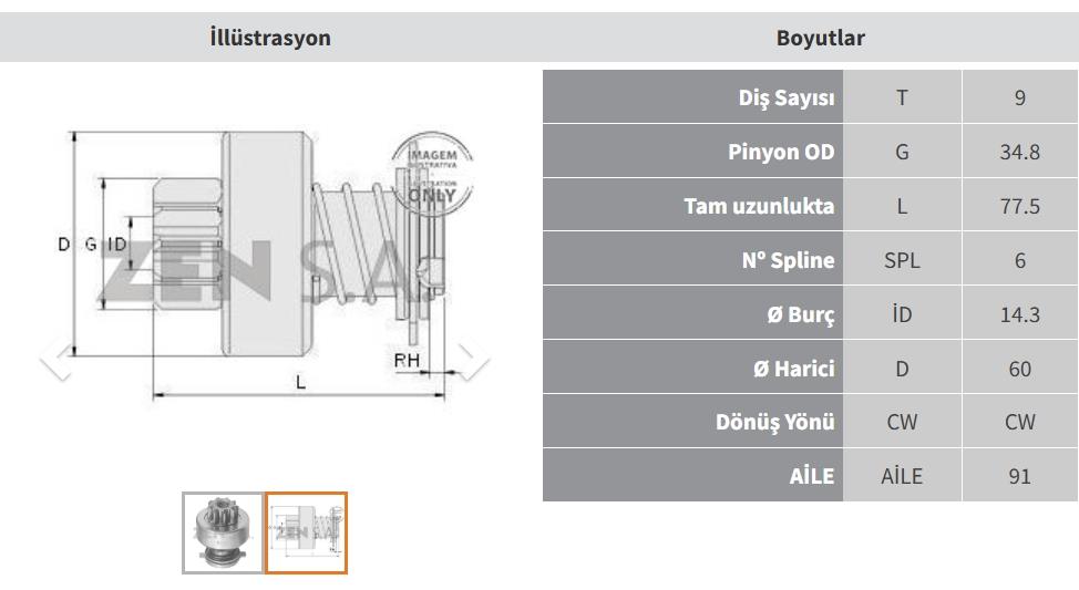 ZEN0601-Marş Dişlisi