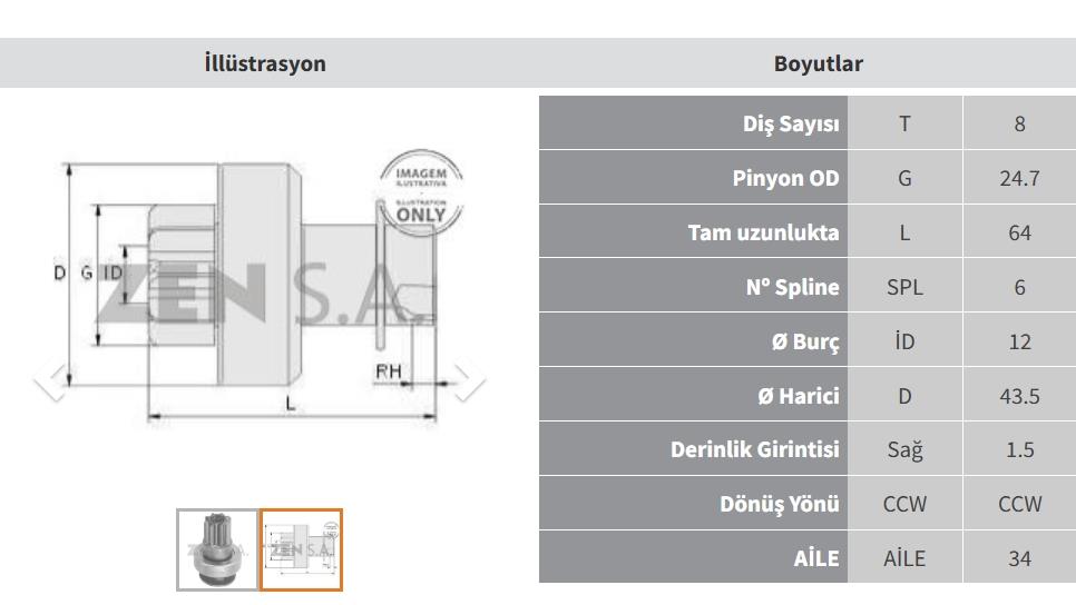 ZEN0854-Marş Dişlisi