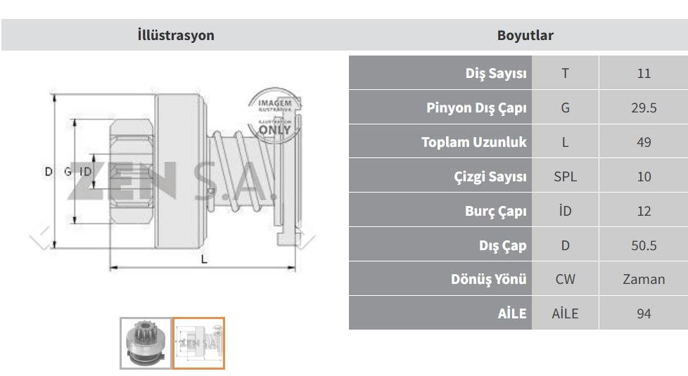 ZEN1058-Marş Dişlisi