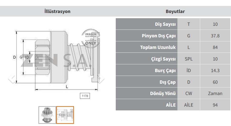 ZEN1178-Marş Dişlisi