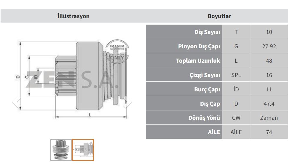 ZEN1576-Marş Dişlisi