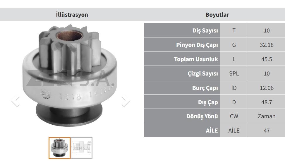 ZEN1618-Marş Dişlisi
