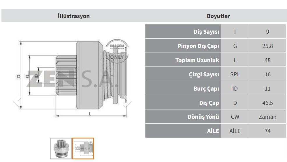 ZEN1619-Marş Dişlisi