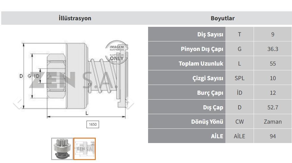 ZEN1650-Marş Dişlisi
