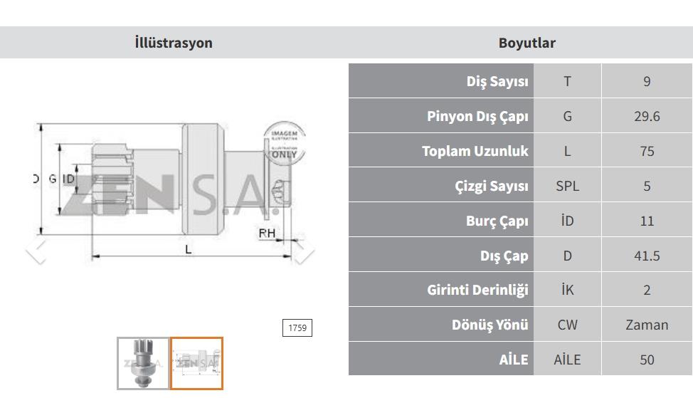 ZEN1759-Marş Dişlisi