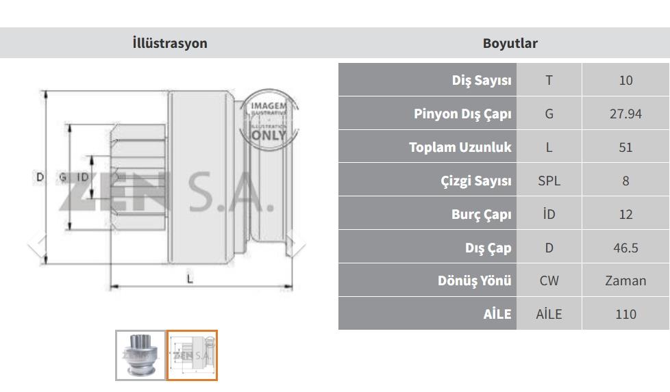 ZEN1761-Marş Dişlisi