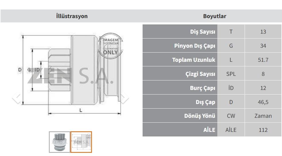 ZEN1774-Marş Dişlisi
